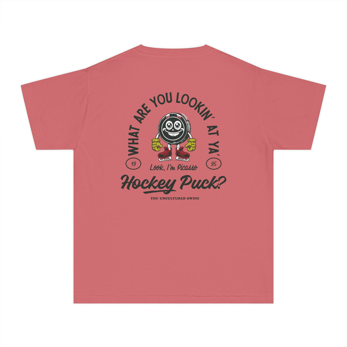 What Are You Lookin' At Ya' Hockey Puck Comfort Colors Youth Midweight Tee