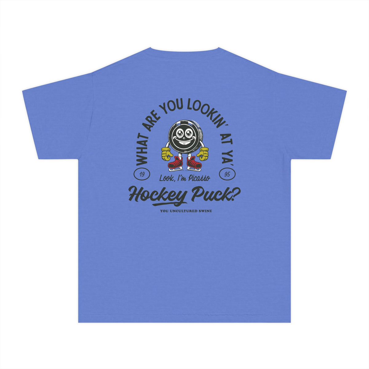 What Are You Lookin' At Ya' Hockey Puck Comfort Colors Youth Midweight Tee