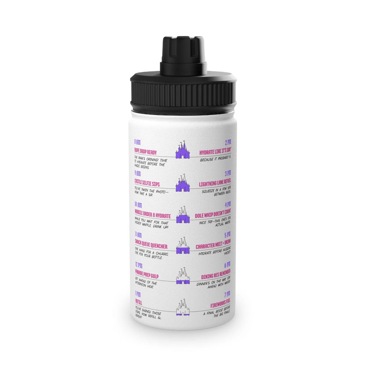 Park Day Hydration Tracker Stainless Steel Water Bottle with Sports Lid