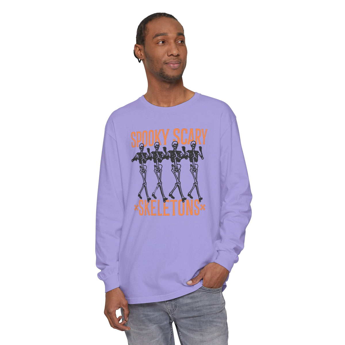 Spooky Scary Skeletons Comfort Colors Unisex Garment-dyed Long Sleeve T-Shirt