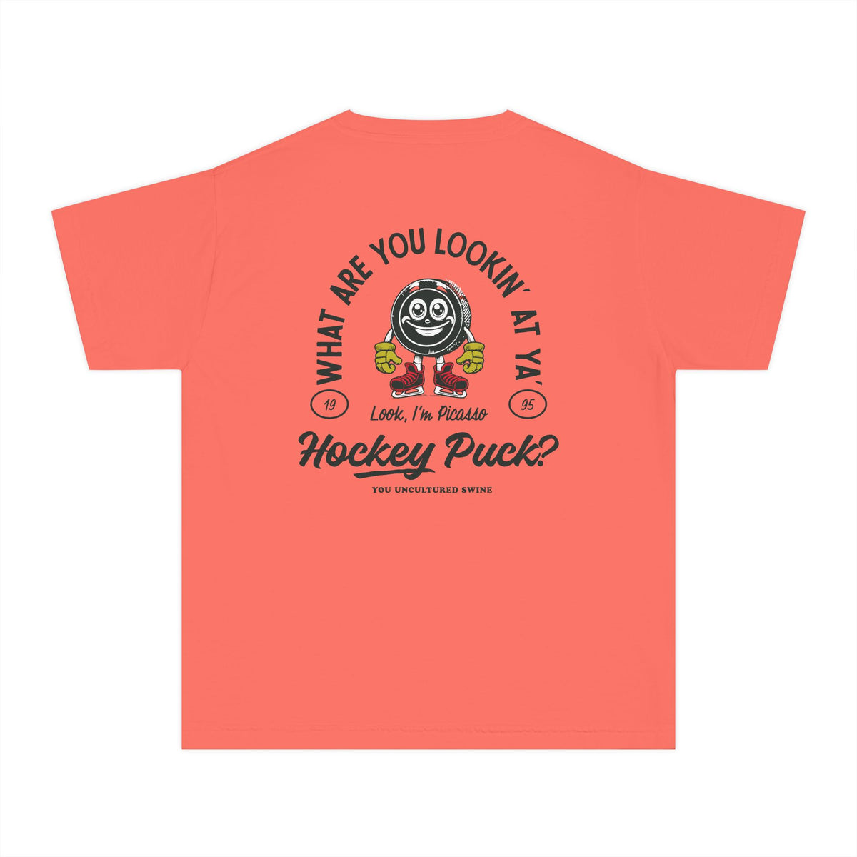 What Are You Lookin' At Ya' Hockey Puck Comfort Colors Youth Midweight Tee