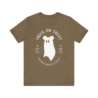 Trick or Treat Down Main Street Unisex Jersey Short Sleeve Tee