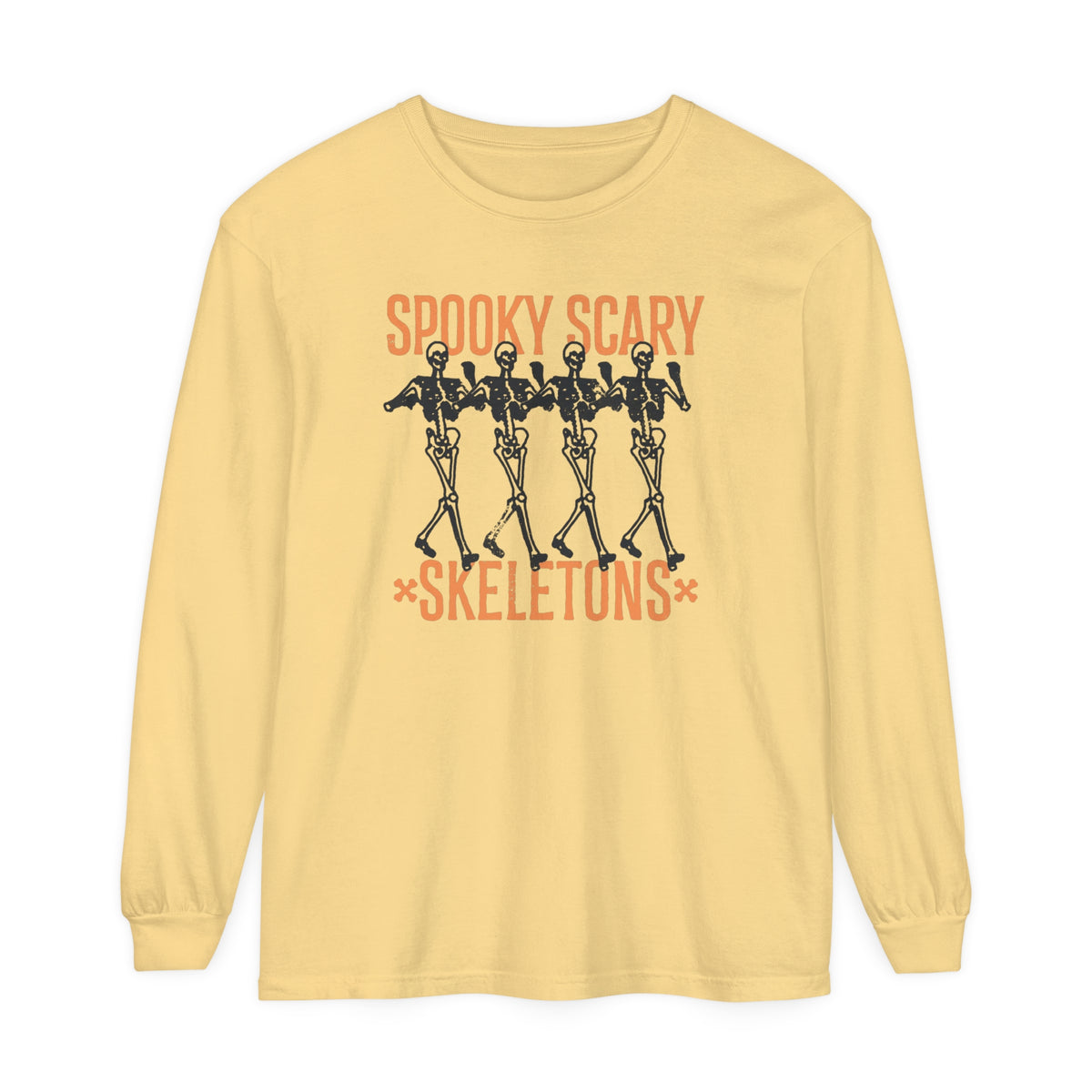 Spooky Scary Skeletons Comfort Colors Unisex Garment-dyed Long Sleeve T-Shirt