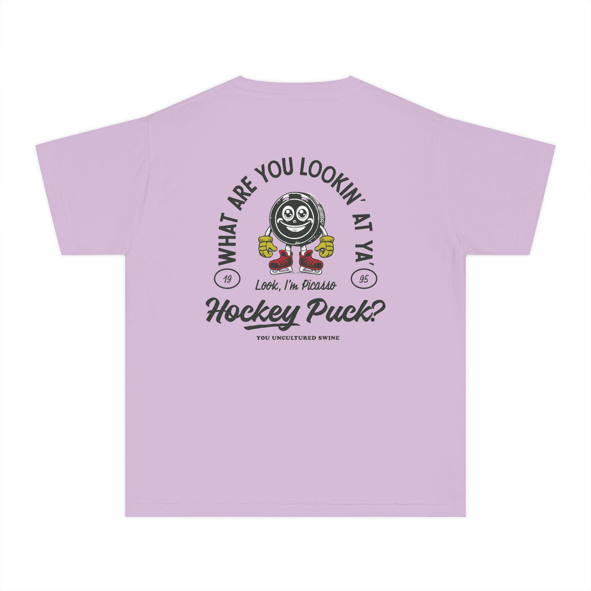 What Are You Lookin' At Ya' Hockey Puck Comfort Colors Youth Midweight Tee