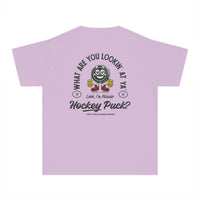 What Are You Lookin' At Ya' Hockey Puck Comfort Colors Youth Midweight Tee