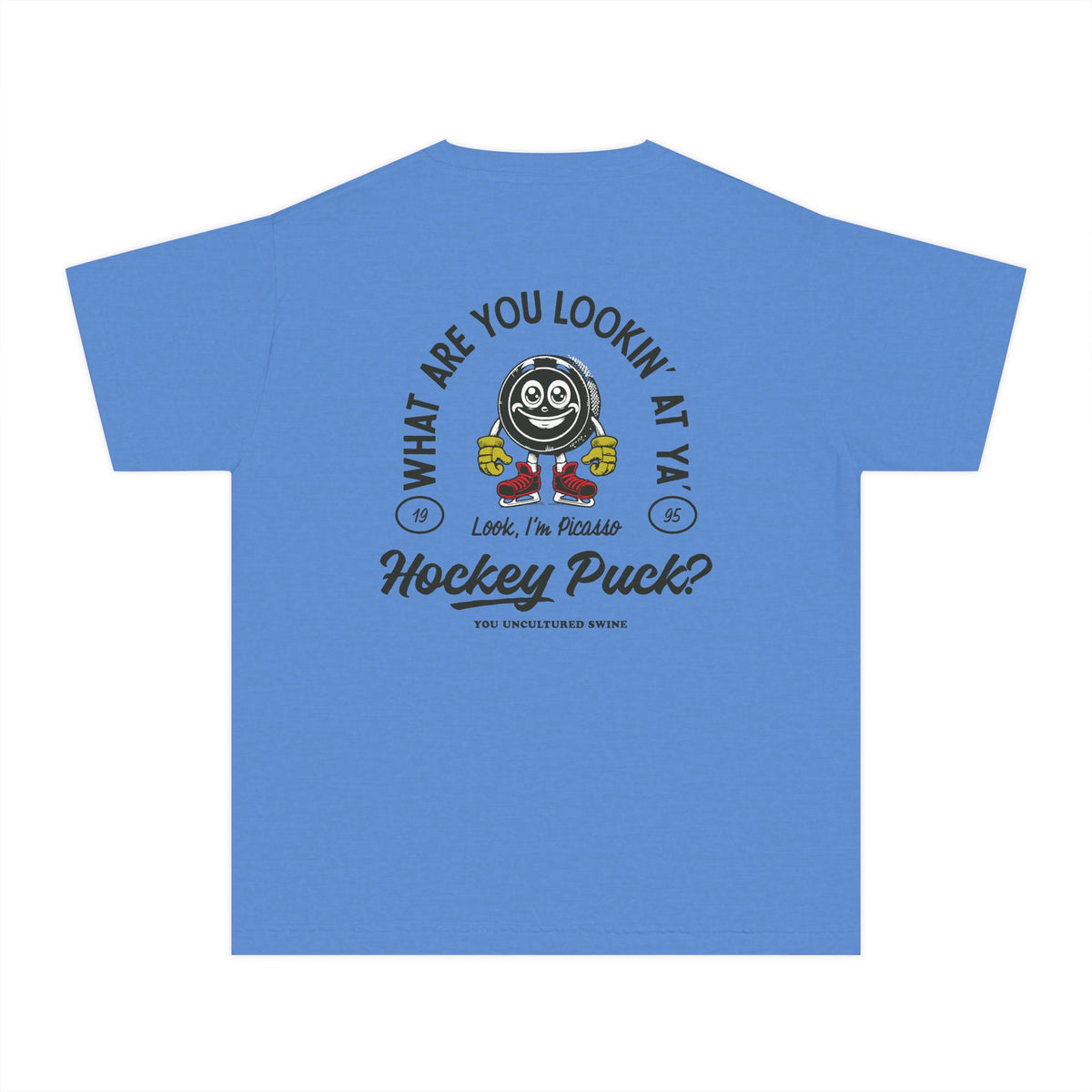 What Are You Lookin' At Ya' Hockey Puck Comfort Colors Youth Midweight Tee