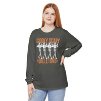 Spooky Scary Skeletons Comfort Colors Unisex Garment-dyed Long Sleeve T-Shirt