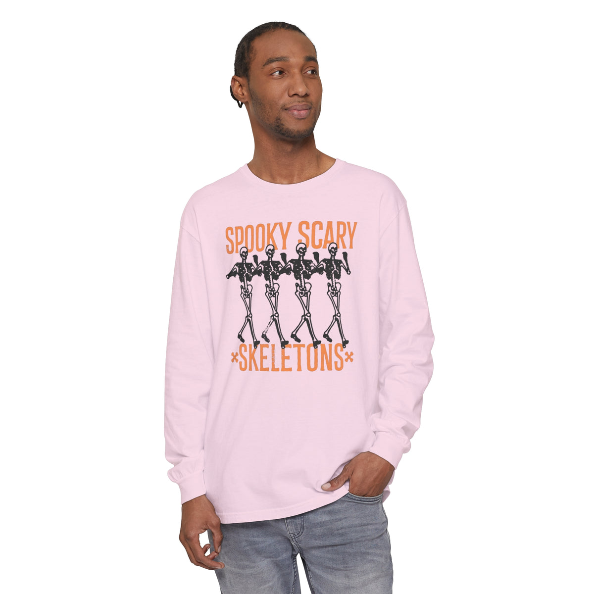 Spooky Scary Skeletons Comfort Colors Unisex Garment-dyed Long Sleeve T-Shirt