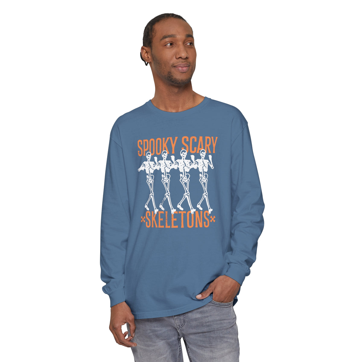 Spooky Scary Skeletons Comfort Colors Unisex Garment-dyed Long Sleeve T-Shirt
