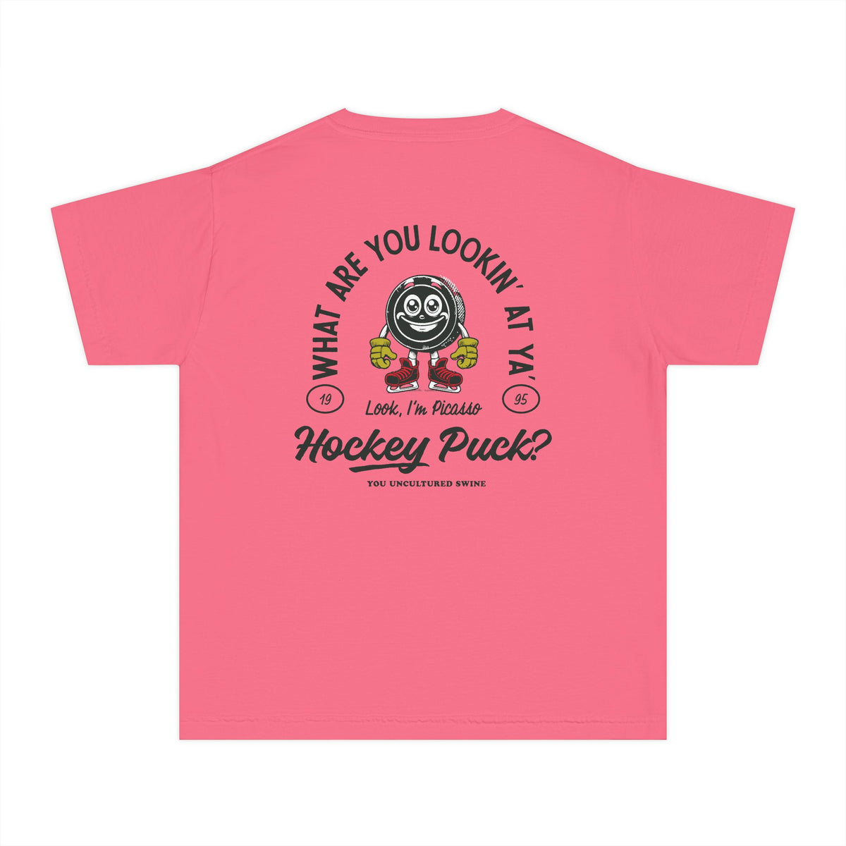 What Are You Lookin' At Ya' Hockey Puck Comfort Colors Youth Midweight Tee