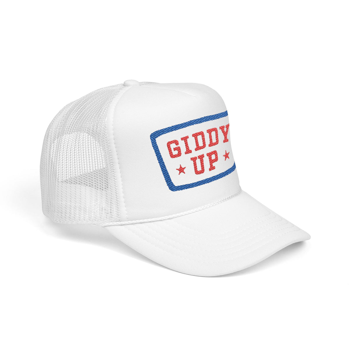 Giddy Up Foam Trucker Hat - Embroidered Blue