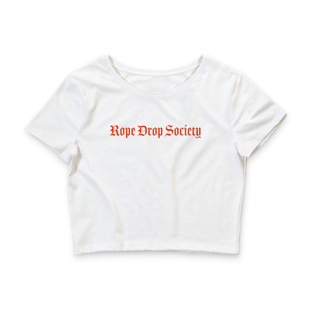 Rope Drop Society Crop Tee — Vintage Disney Park Vibes, Women’s Short Sleeve Top