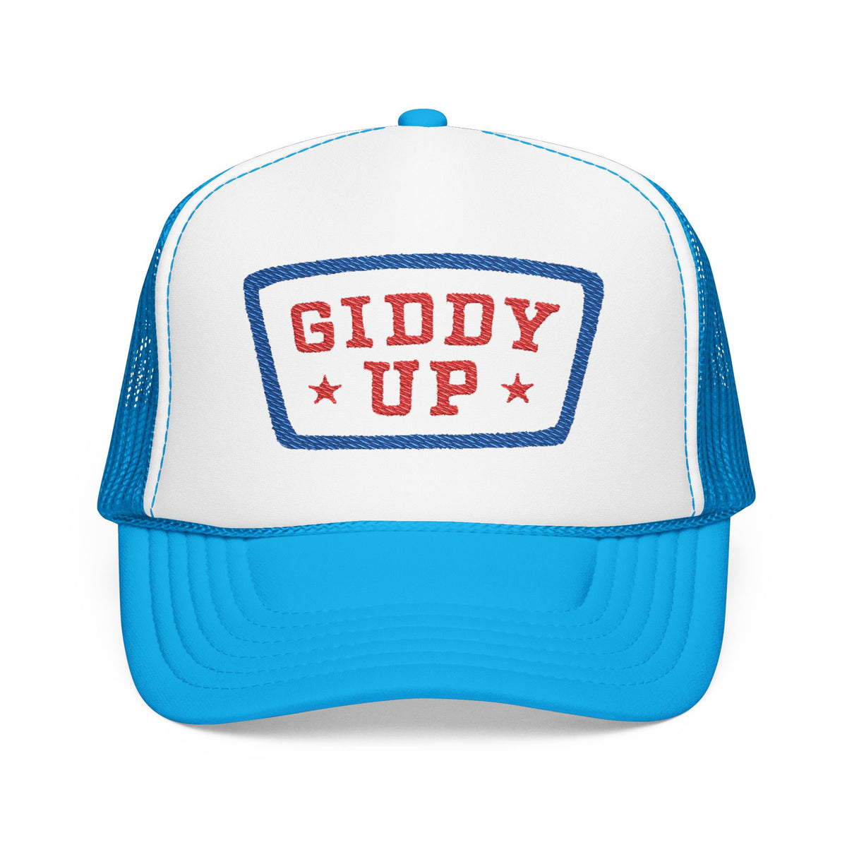 Giddy Up Foam Trucker Hat - Embroidered Blue