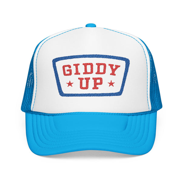 Giddy Up Foam Trucker Hat - Embroidered Blue
