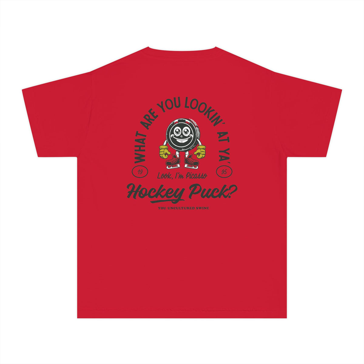 What Are You Lookin' At Ya' Hockey Puck Comfort Colors Youth Midweight Tee