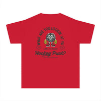 What Are You Lookin' At Ya' Hockey Puck Comfort Colors Youth Midweight Tee