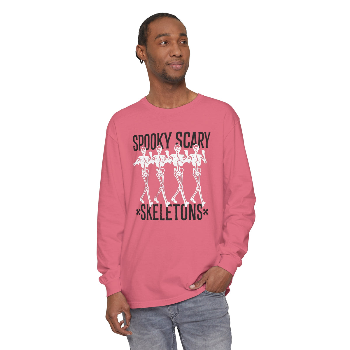 Spooky Scary Skeletons Comfort Colors Unisex Garment-dyed Long Sleeve T-Shirt