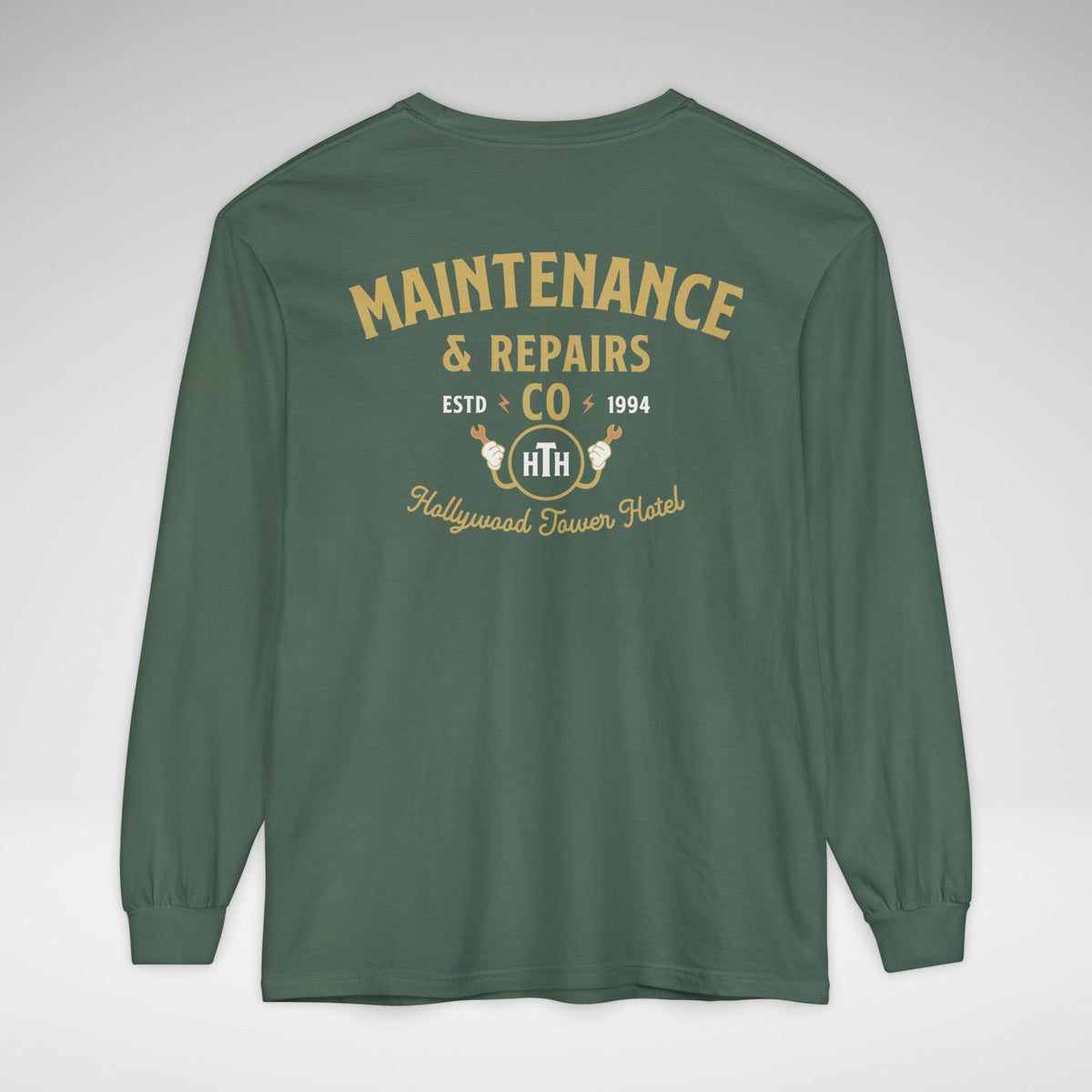 Hollywood Tower Hotel Maintenance & Repairs Comfort Colors Unisex Garment-dyed Long Sleeve T-Shirt