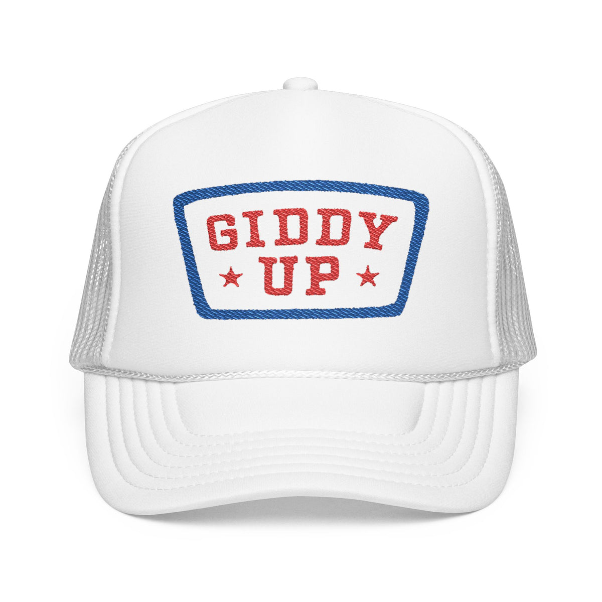 Giddy Up Foam Trucker Hat - Embroidered Blue