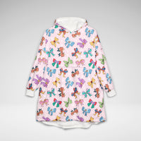 Princess Bow Oversized Fleece Hoodie | Pink Wearable Blanket for Cozy Park Days & Travel | Sherpa-Lined Disney-Inspired Pullover