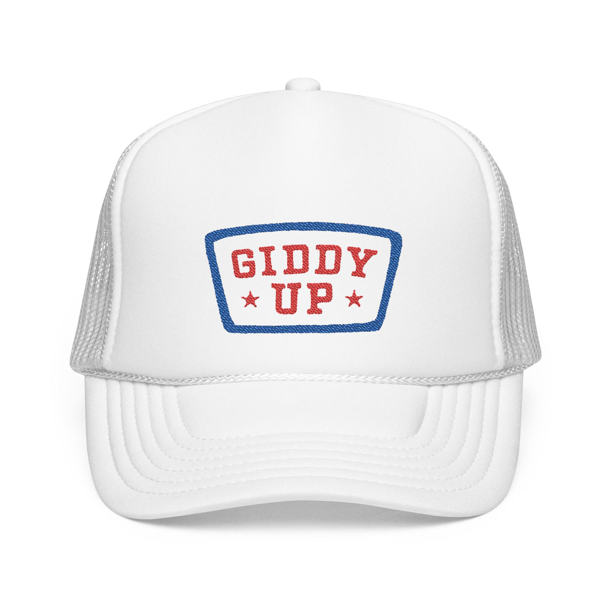 Giddy Up Foam Trucker Hat - Embroidered Blue