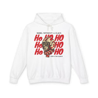 Rebel Without a Claus Comfort Colors Unisex Lightweight Hooded Sweatshirt