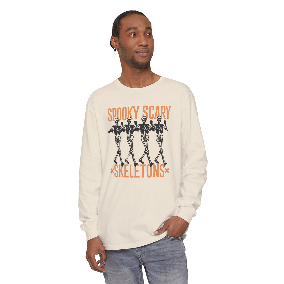 Spooky Scary Skeletons Comfort Colors Unisex Garment-dyed Long Sleeve T-Shirt