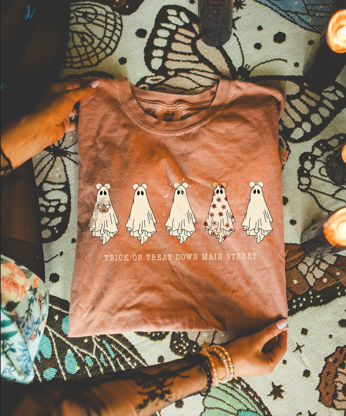 Trick or Treat Down Main Street Comfort Colors Unisex Garment-Dyed T-shirt