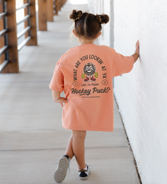 What Are You Lookin' At Ya' Hockey Puck Comfort Colors Youth Midweight Tee