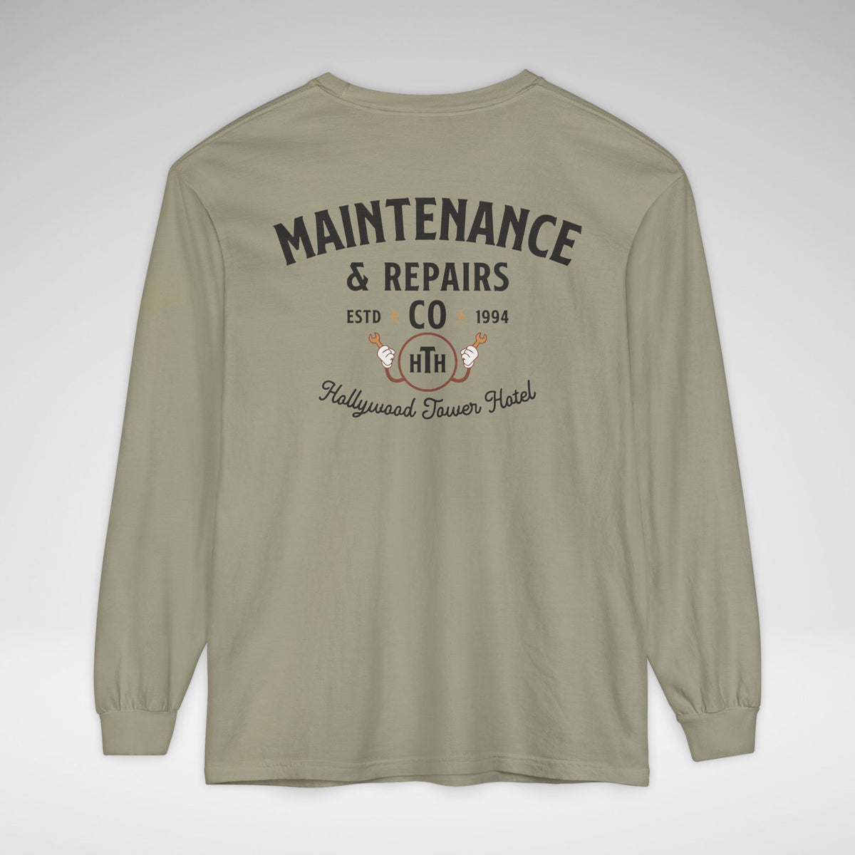 Hollywood Tower Hotel Maintenance & Repairs Comfort Colors Unisex Garment-dyed Long Sleeve T-Shirt