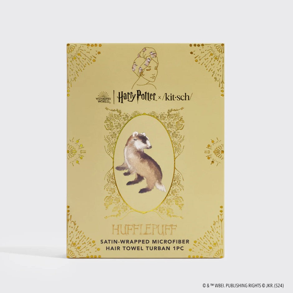 Harry Potter X Kitsch Satin-Wrapped Hair Towel - Hufflepuff