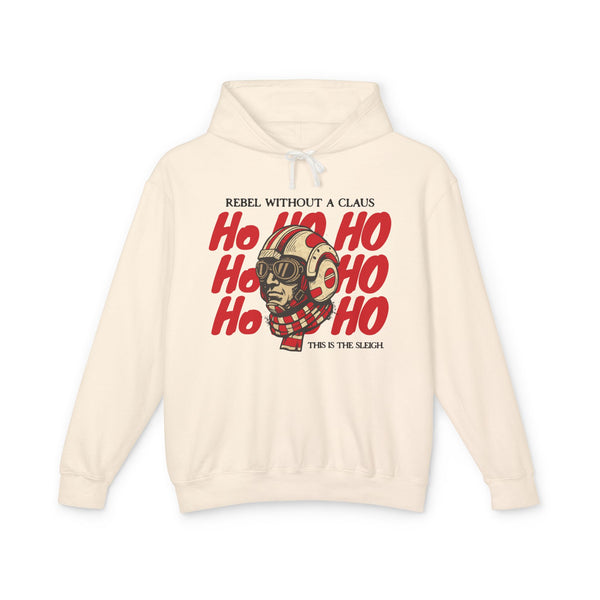 Rebel Without a Claus Comfort Colors Unisex Lightweight Hooded Sweatshirt
