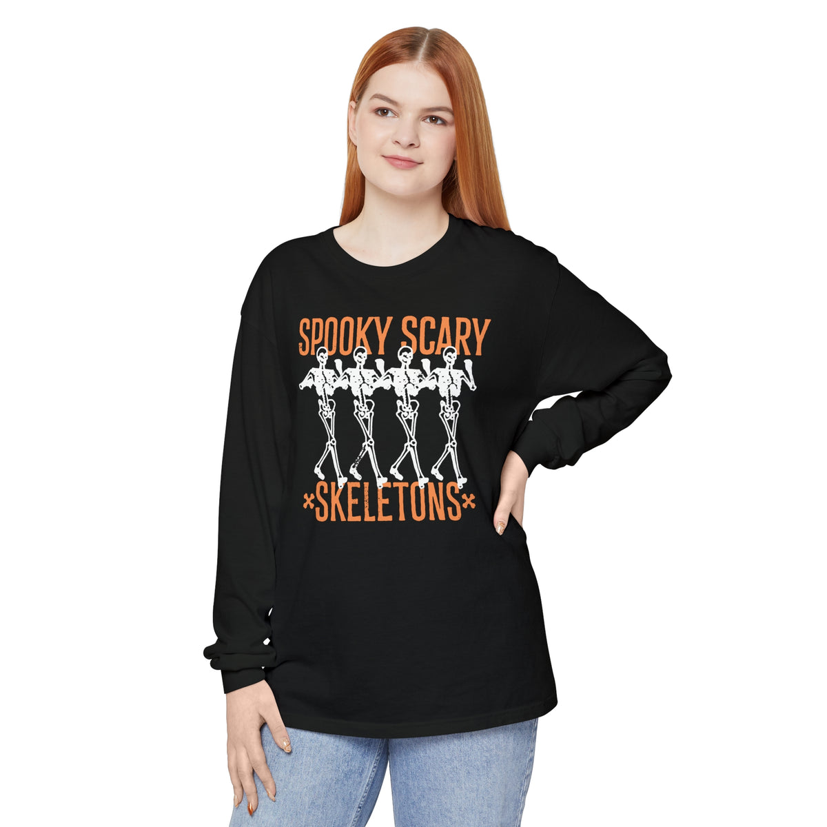 Spooky Scary Skeletons Comfort Colors Unisex Garment-dyed Long Sleeve T-Shirt