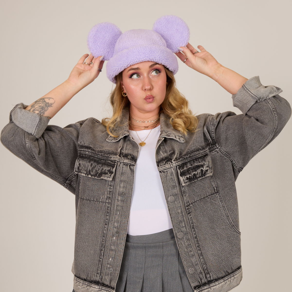 Mickey Sherpa Beanie Lavender