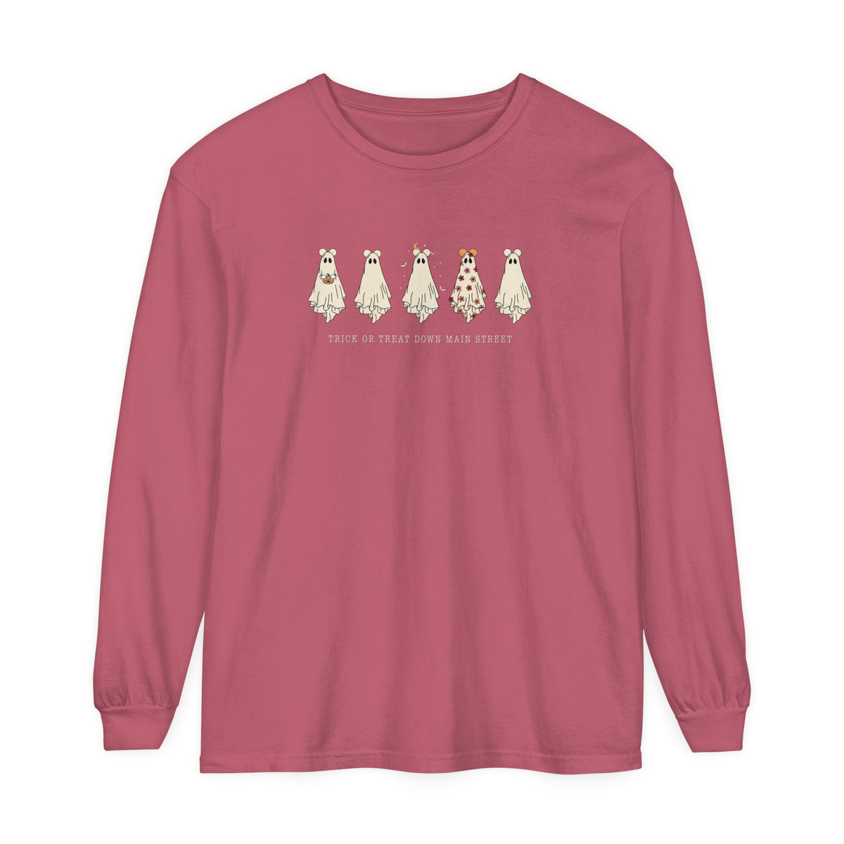 Trick or Treat Down Main Street Comfort Colors Unisex Garment-dyed Long Sleeve T-Shirt
