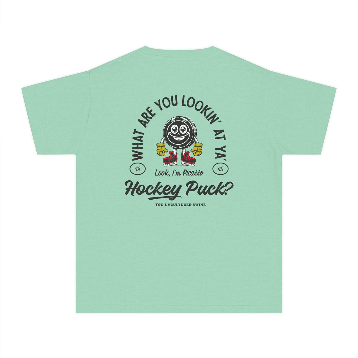 What Are You Lookin' At Ya' Hockey Puck Comfort Colors Youth Midweight Tee