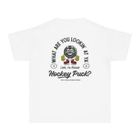 What Are You Lookin' At Ya' Hockey Puck Comfort Colors Youth Midweight Tee