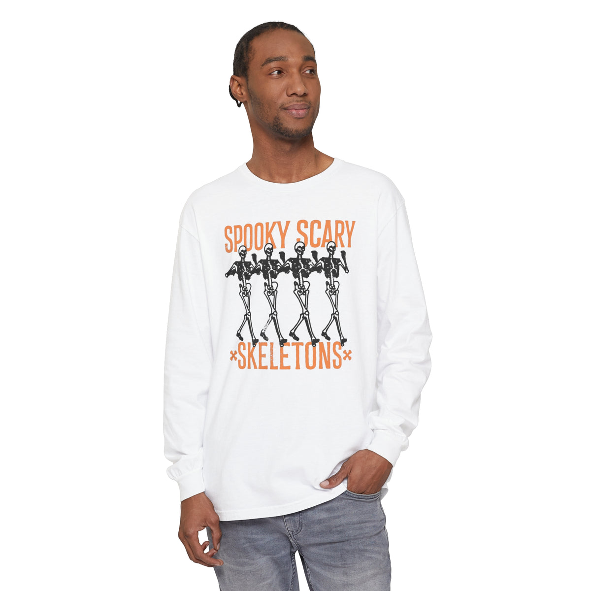 Spooky Scary Skeletons Comfort Colors Unisex Garment-dyed Long Sleeve T-Shirt