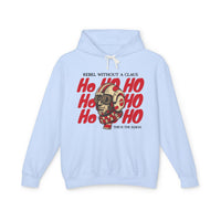Rebel Without a Claus Comfort Colors Unisex Lightweight Hooded Sweatshirt