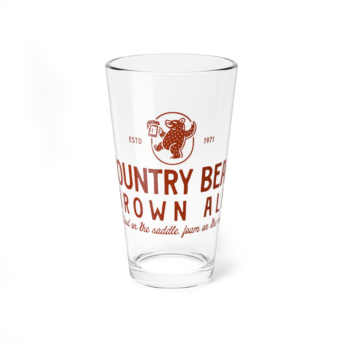Country Bear Brown Ale Glass 16oz