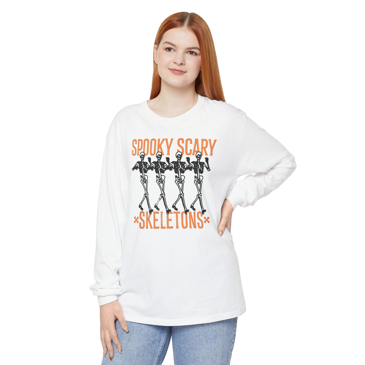 Spooky Scary Skeletons Comfort Colors Unisex Garment-dyed Long Sleeve T-Shirt