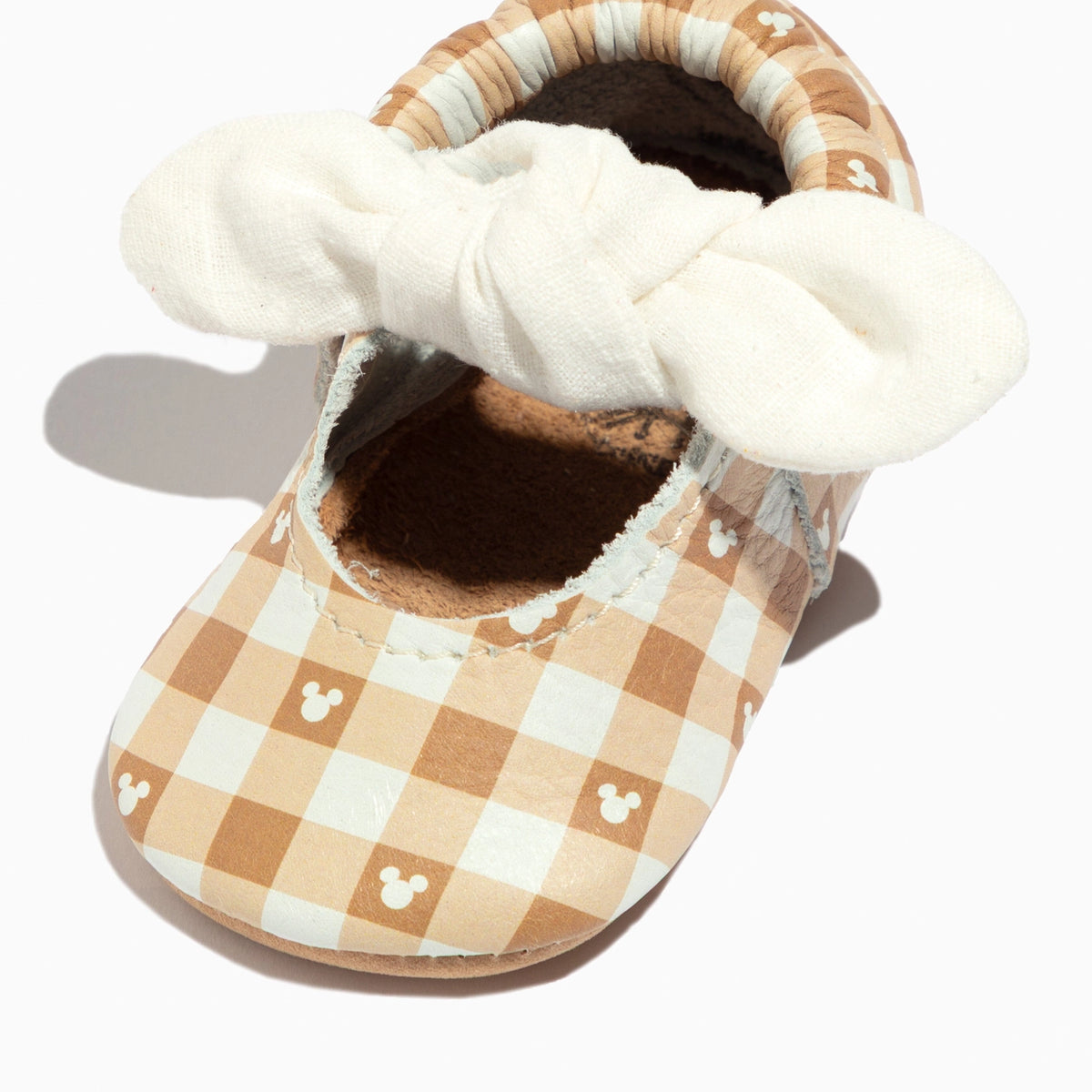 Disney Gingham Mickey Mouse Knotted Bow Baby Shoe