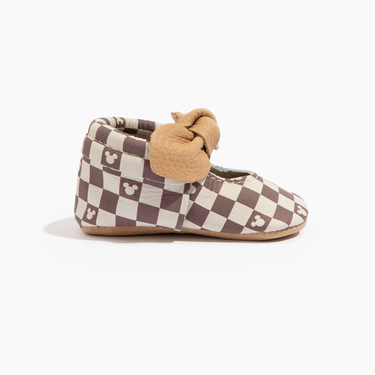 Disney Mocha Mickey Mouse Knotted Bow Baby Shoe