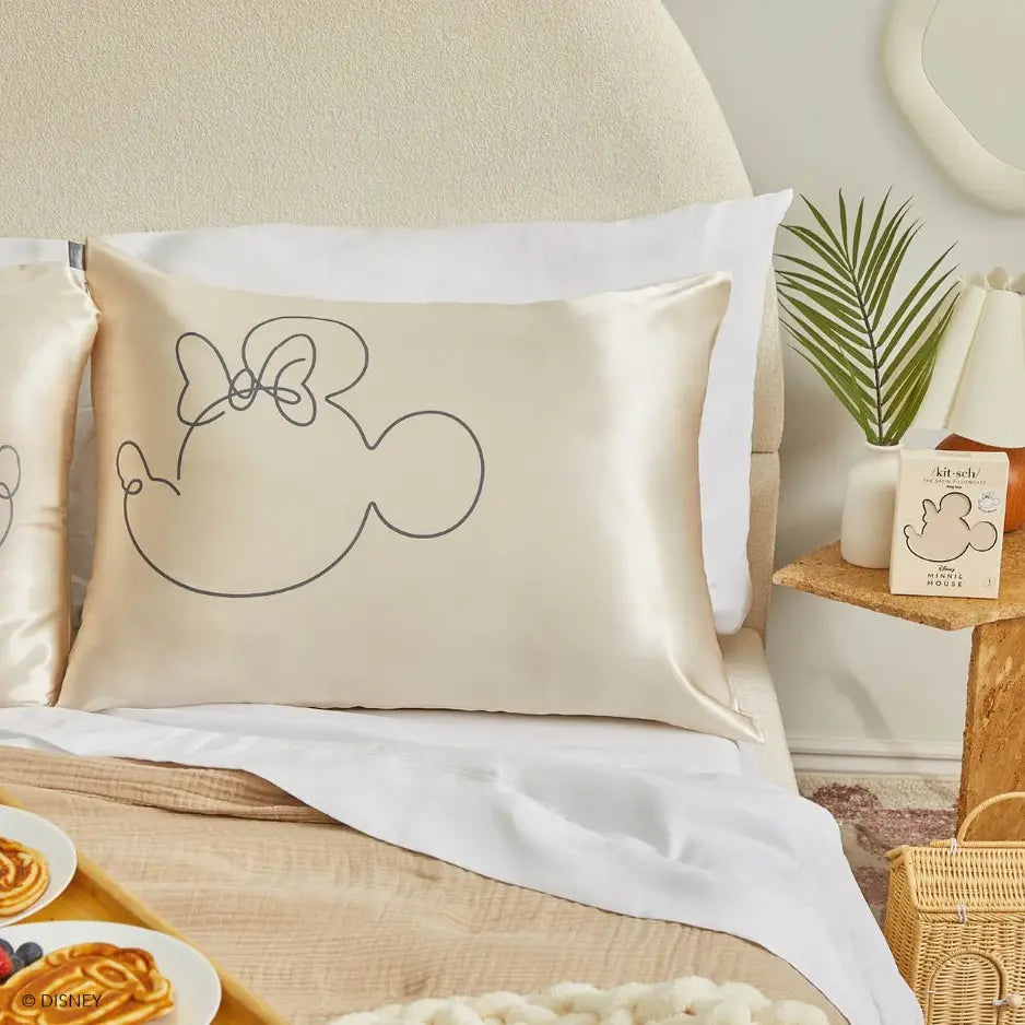 Kitsch & Mickey and Minnie Satin Pillowcase Mrs.Mouse-Cream