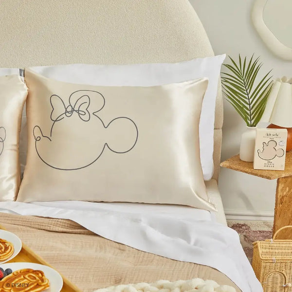 Kitsch & Mickey and Minnie Satin Pillowcase Mrs.Mouse-Cream