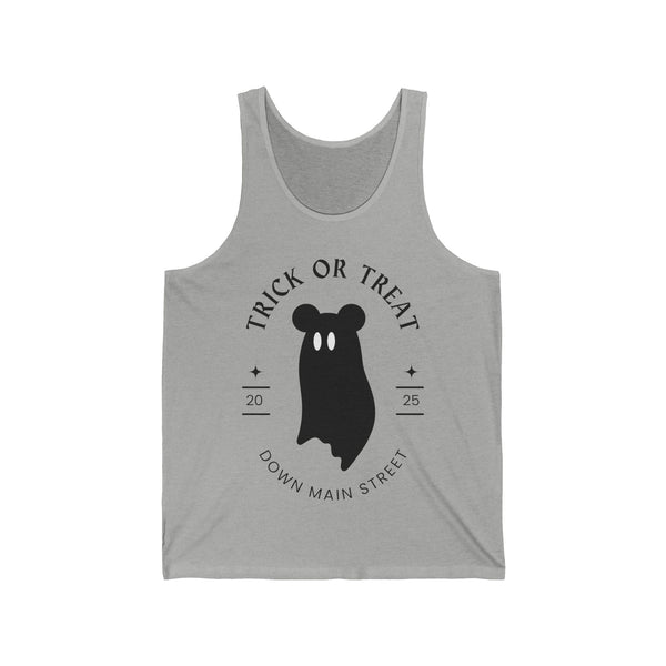 Trick or Treat Down Main Street Unisex Jersey Tank