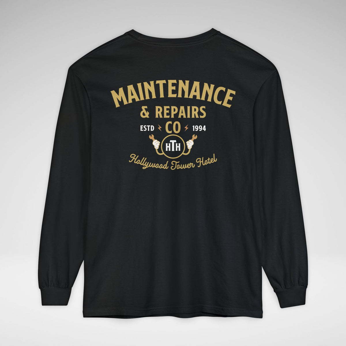 Hollywood Tower Hotel Maintenance & Repairs Comfort Colors Unisex Garment-dyed Long Sleeve T-Shirt