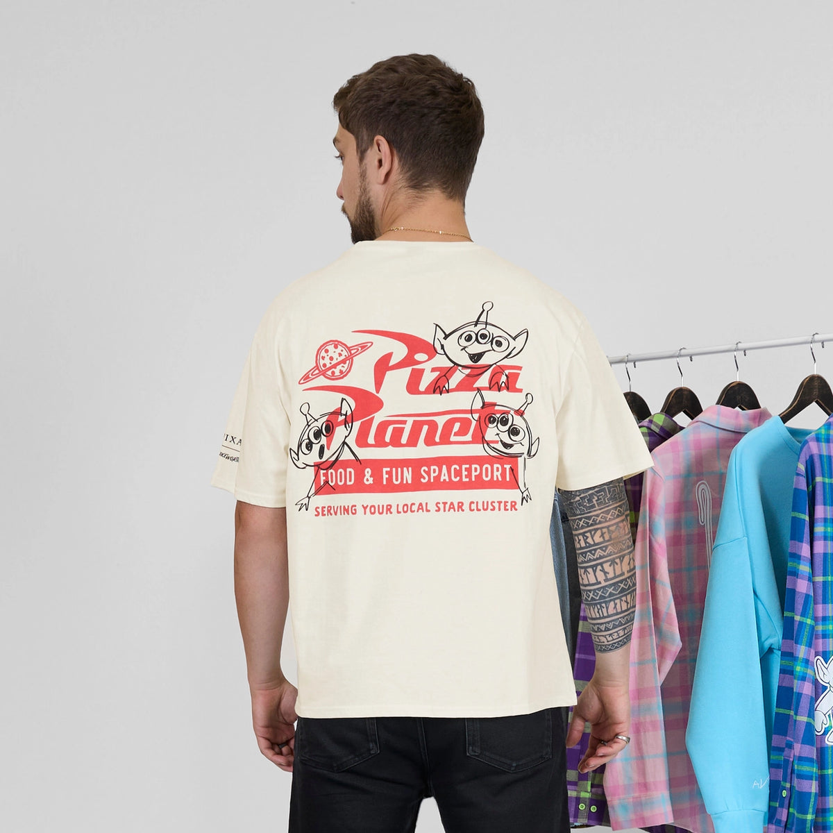 Toy Story Pizza Planet Drop Sleeve T-Shirt