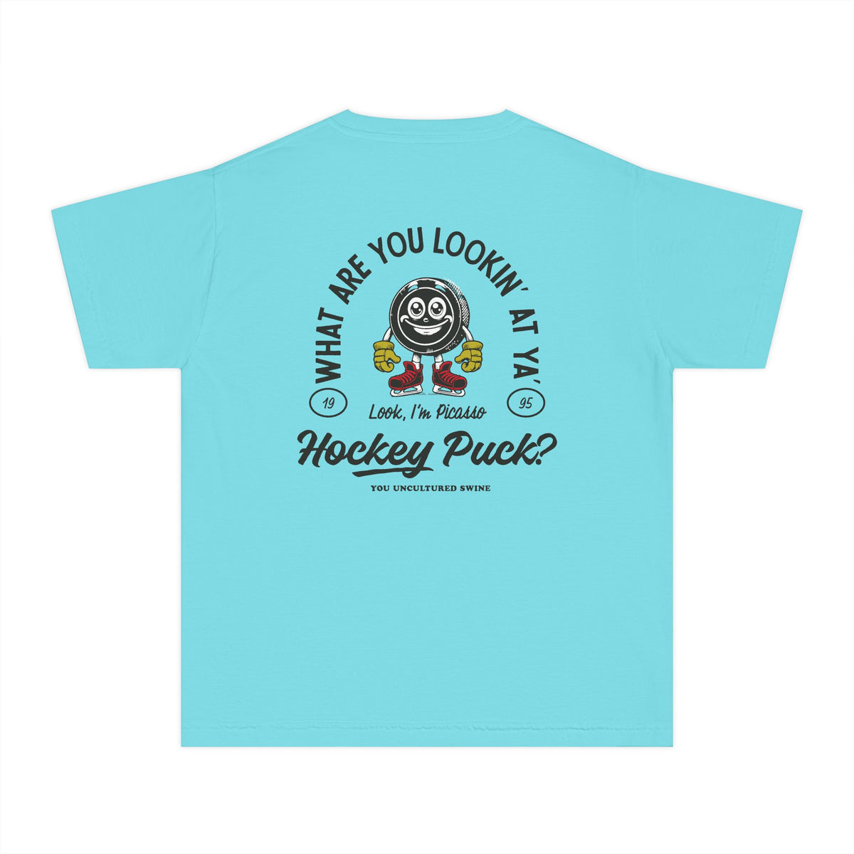 What Are You Lookin' At Ya' Hockey Puck Comfort Colors Youth Midweight Tee