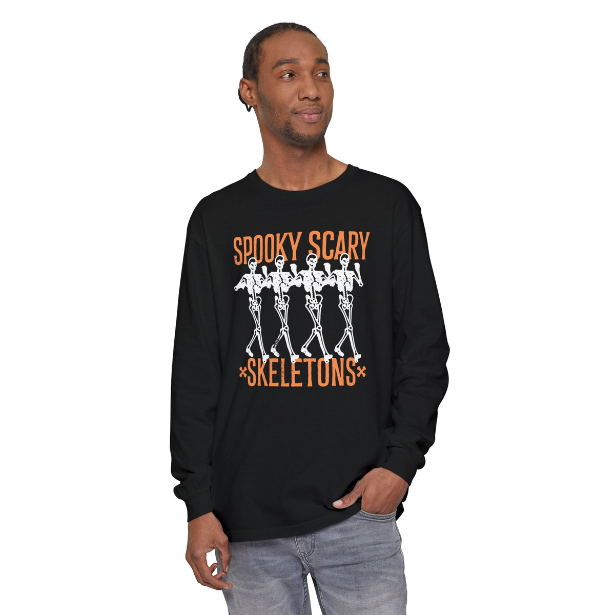 Spooky Scary Skeletons Comfort Colors Unisex Garment-dyed Long Sleeve T-Shirt